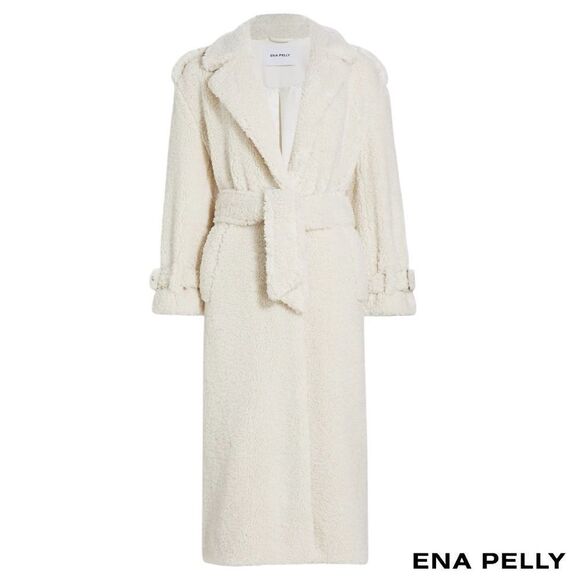 Ena Pelly **NWT** Harri Oversized Belted Teddy Coat in Bone White - Picture 5 of 14